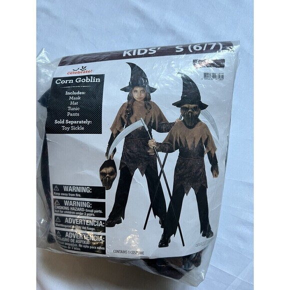 Small (6/7) Corn Goblin Halloween Costume Youth Kids Unisex 4-Piece Set New - Picture 3 of 3